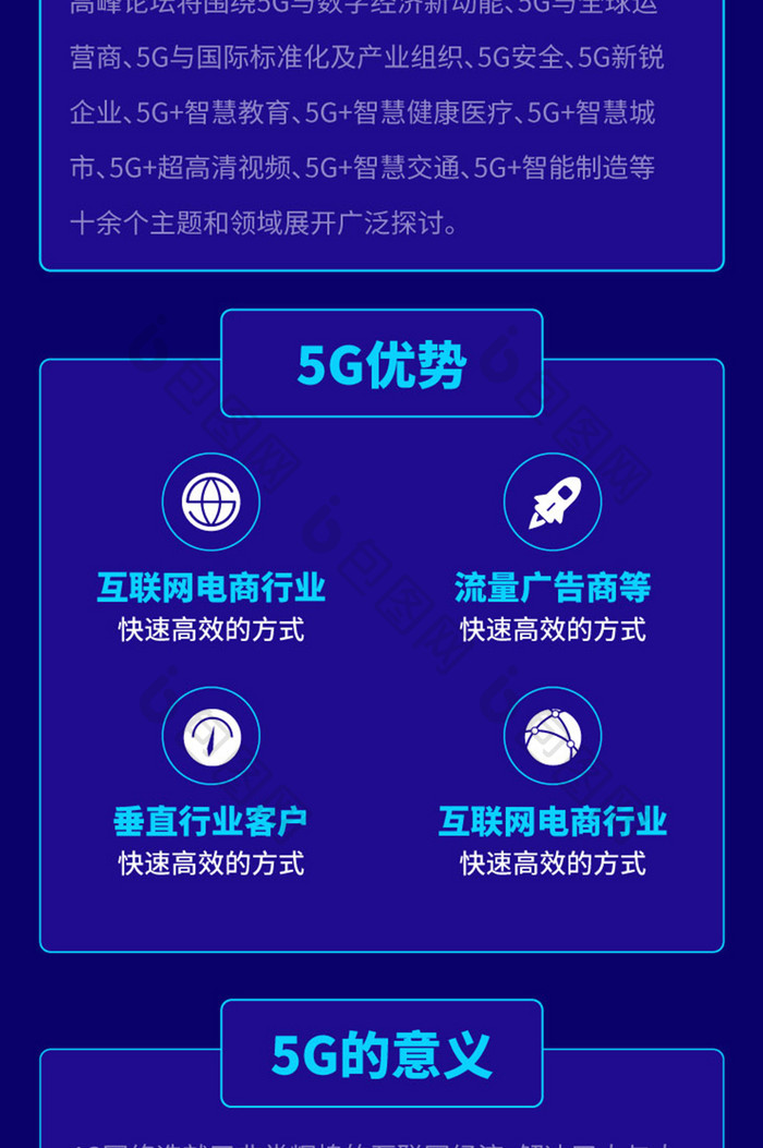 蓝色5G互联网新科技物联网数据h5长图