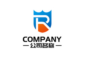 字母R组合蓝色渐变通用logo