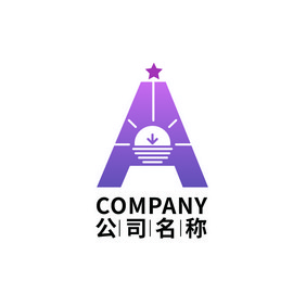 创意紫粉色A字母logo