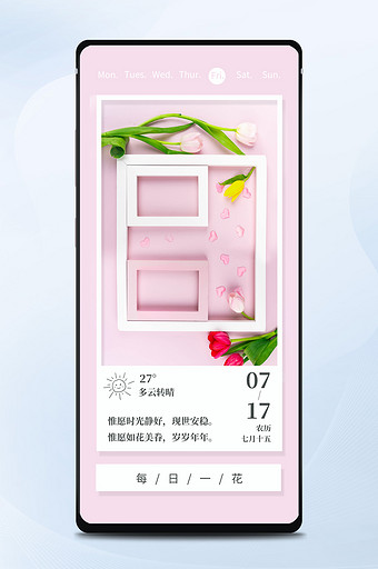 粉色小清新每日一花日签正能量花朵手机配图图片