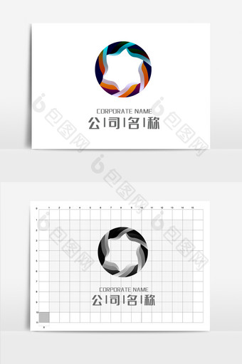 高端大气行业通用型团花LOGO图片