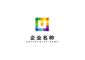 彩色英文字母U方形通用logo