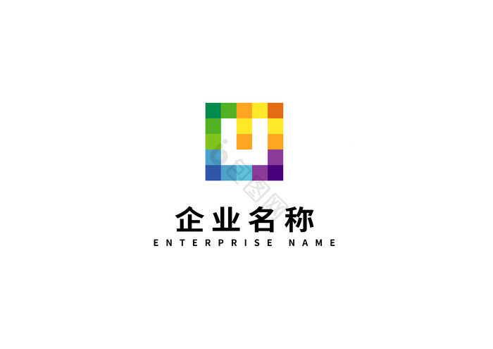 彩色英文字母U方形logo图片