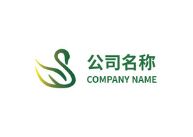 渐变天鹅B字母logo标志设计