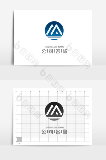 蓝色高端字母M企业LOGO图片