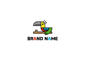 彩色图形犀鸟动物logo
