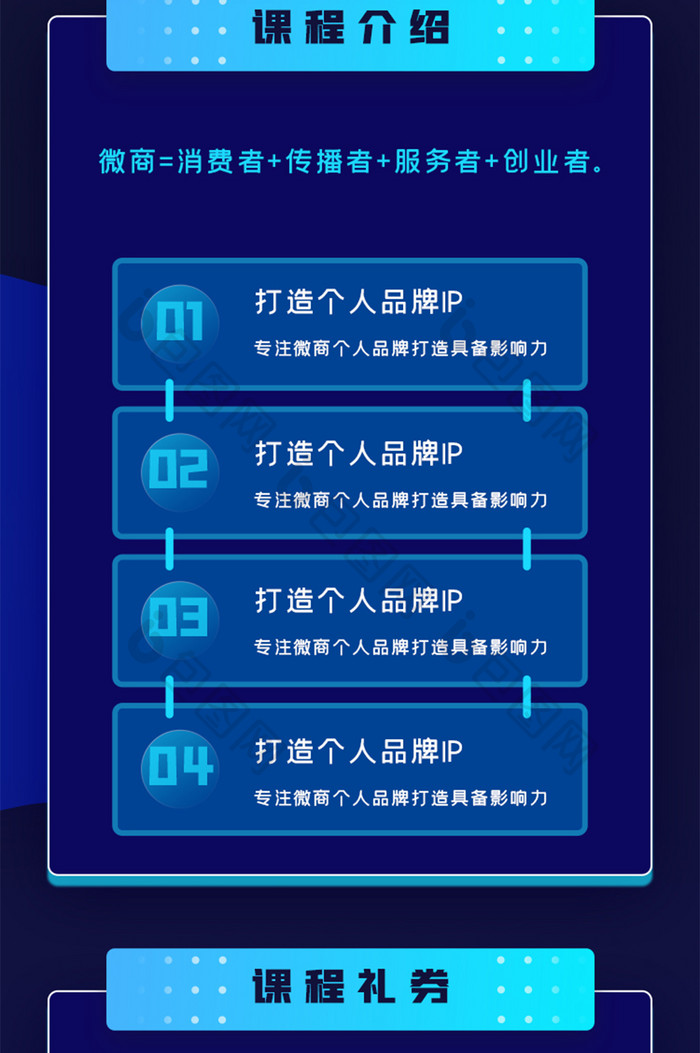 蓝色微商电商培训H5活动界面信息长图UI