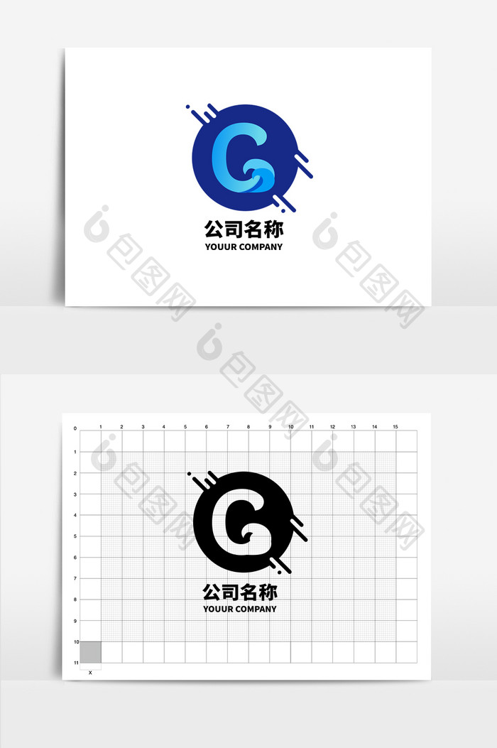 c字母几何渐变商务logo