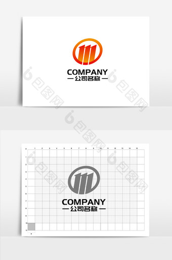 字母M圆形组合橙色渐变通用logo_图片