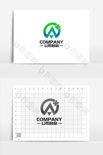 字母A圆形组合蓝绿色渐变通用logo图片
