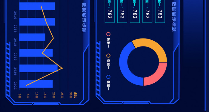 科技感互联网网络数据可视化超级大屏界面