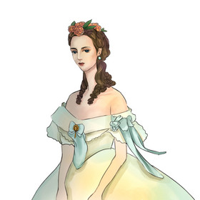 欧洲贵族妇人插画图片