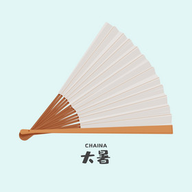白色中国风夏日大暑折扇动图GIF