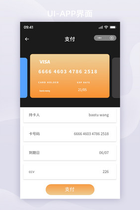 时尚简约风格支付页APP界面