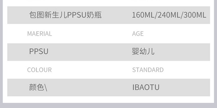 可爱萌趣婴幼儿奶瓶详情页设计模板图片