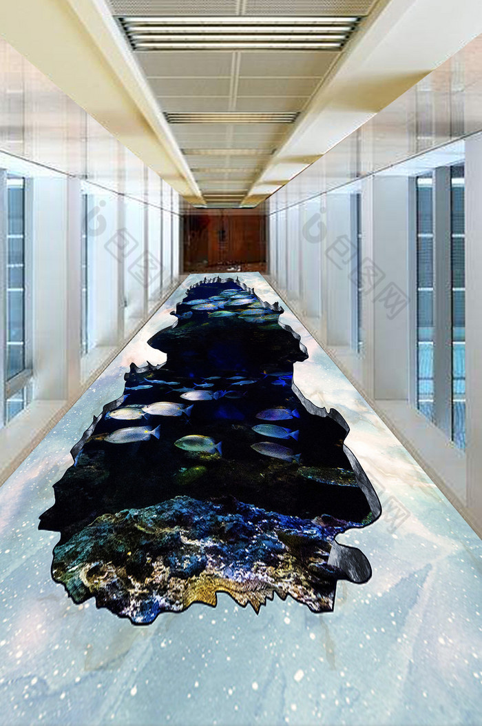 海洋3D立体海底世界3D大理石地板画图片图片