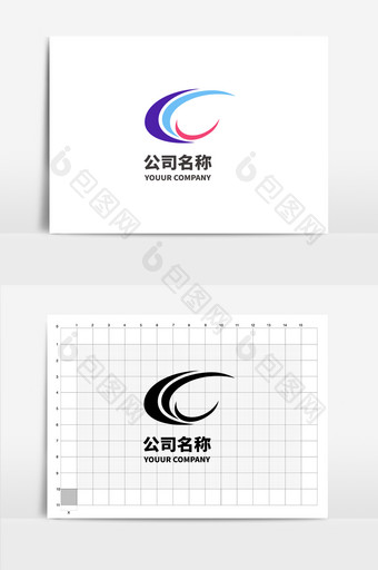 c字母C英文logo设计图片