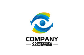 手掌珍珠立体前进箭头彩色渐变通用logo