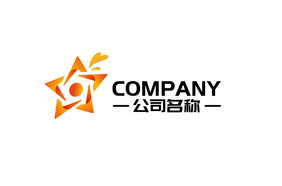 星星三角爱心组合橙色渐变通用logo