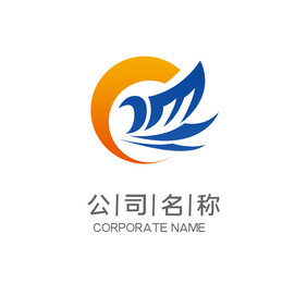 橙色蓝色几何圆圈小舟组合通用型logo