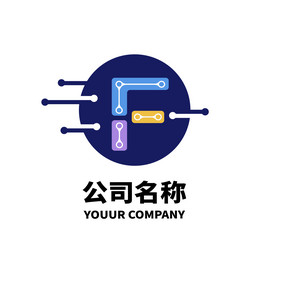 F字母logo机械科技logo