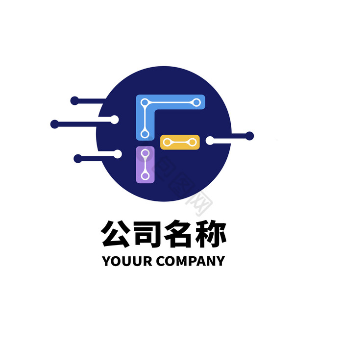 F字母logo机械科技logo图片