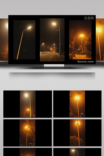 温暖治愈暖色城市路灯实拍视频素材图片