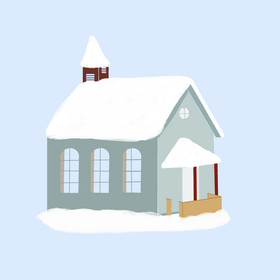 立冬小雪冬季雪后房子插画