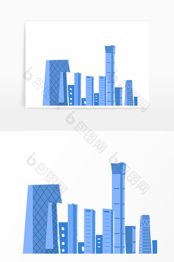 北京城市地标建筑建筑楼群手绘元素图片