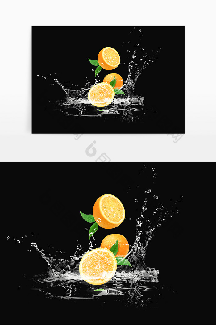橘子落下水花四溅效果免扣图片图片