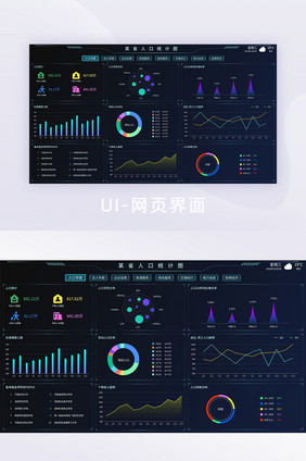 深色大气科技可视化人口数据统计界面