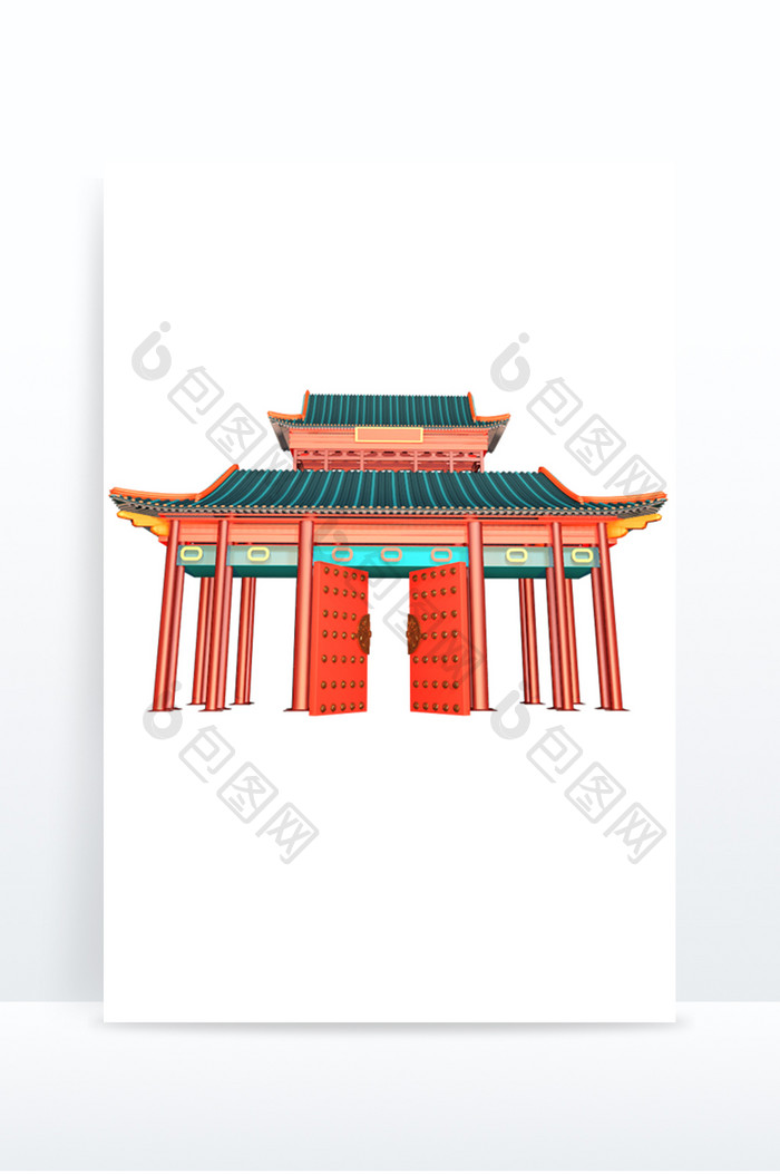 古风建筑大门中国风元素