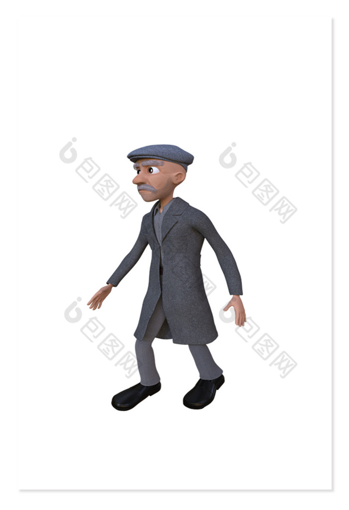 走路的老爷爷c4d卡通人物