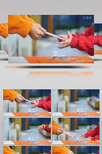 节日春节过年大人发红包给小朋实拍视频4K图片
