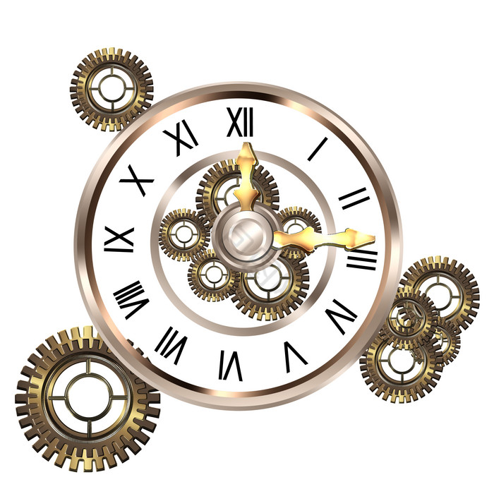 机械齿轮钟表金属时钟图片