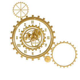机械齿轮钟表时钟插画图片