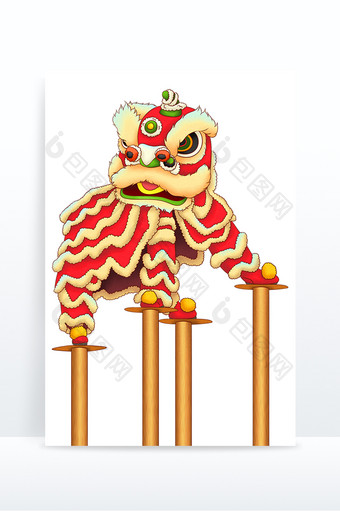 新年喜庆舞狮红色狮子春节瑞兽图片