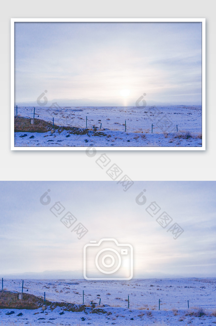 新疆喀纳斯草原雪地日出图片图片