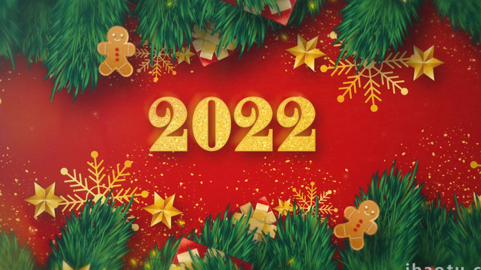 2022新年祝福粒子标题节日元素AE模板