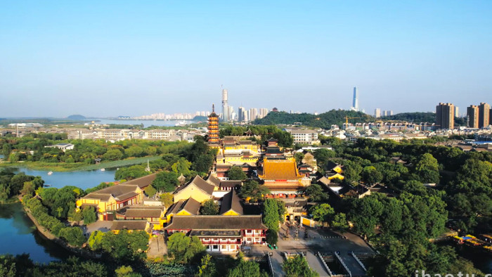 城市地标镇江金山景区江天禅寺慈寿塔航拍