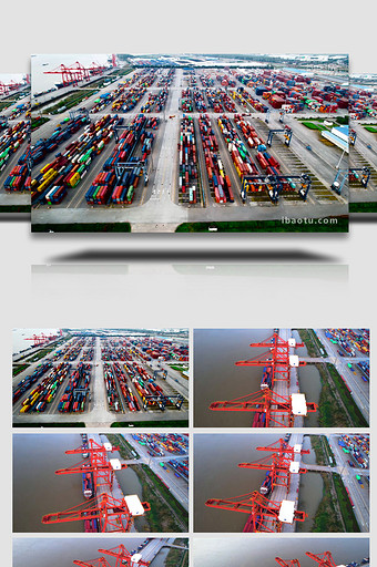 集装箱船运物流码头物流港口4K航拍图片