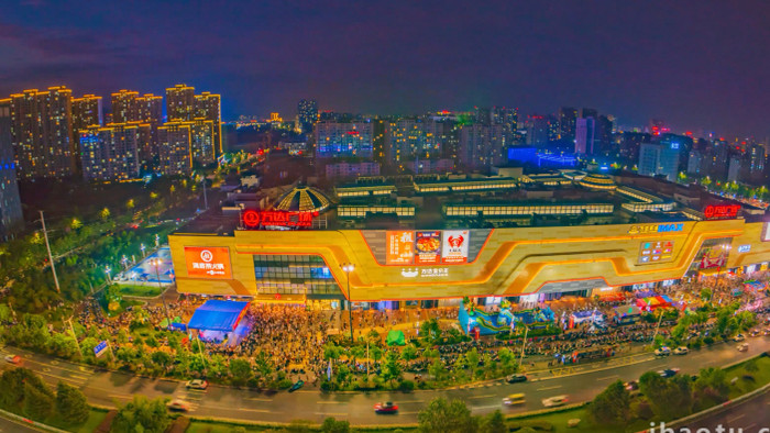 万达广场城市夜景延时实拍