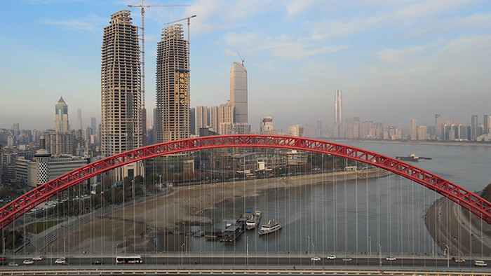 城市武汉彩虹桥航拍视频