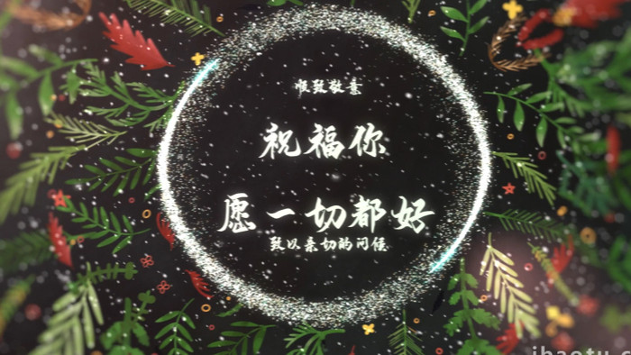 美丽圣诞元素装饰花环文本标题动画AE模板