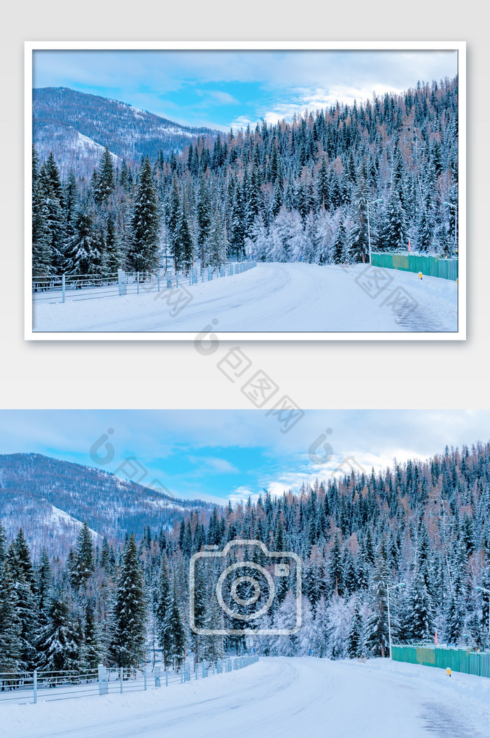新疆喀纳斯冬季森林公路