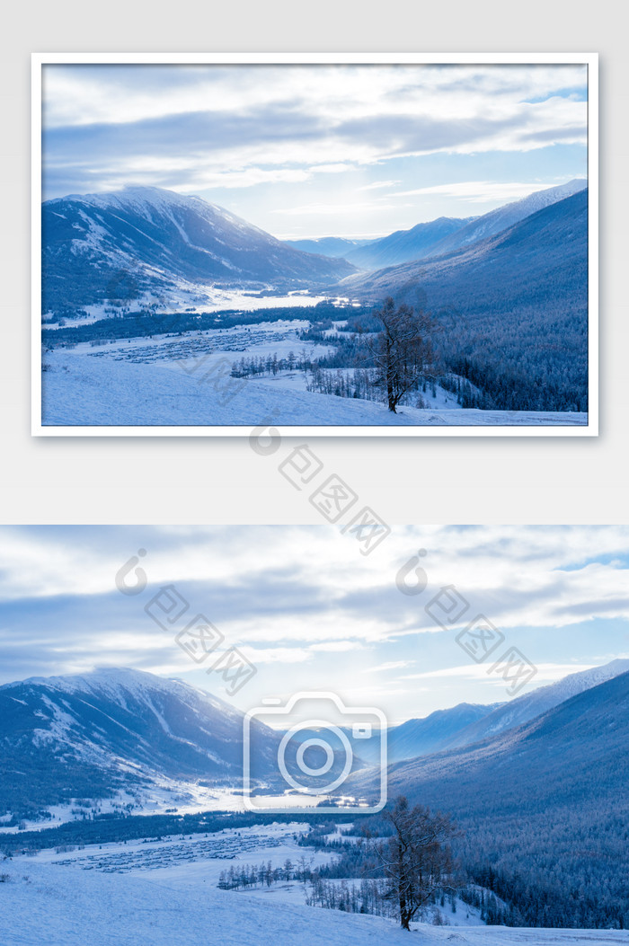 冬天喀纳斯高山雪景