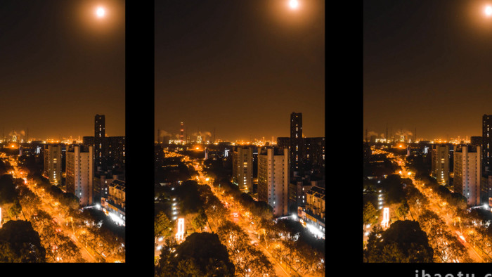 城市夜景城市街道夜景竖屏4K延时摄影