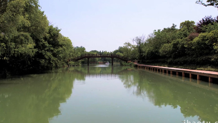 自然风景扬州京杭大运河两岸风景4K航拍