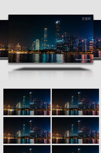 城市地标广州国际金融中心夜景4K图片