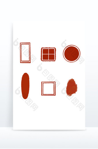 古风中国风红色正方形印泥印章元素图片